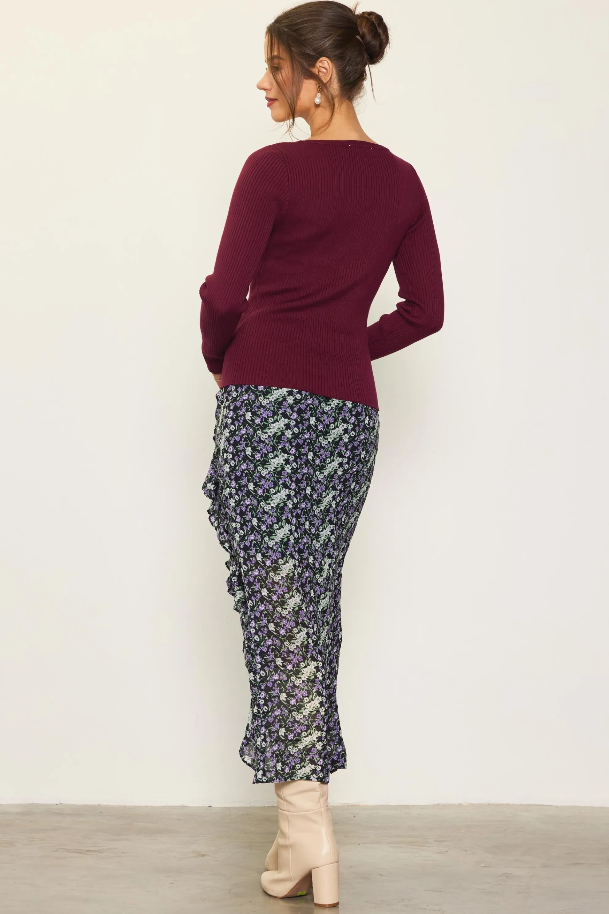 Laced Up Long Sleeve Knit Top