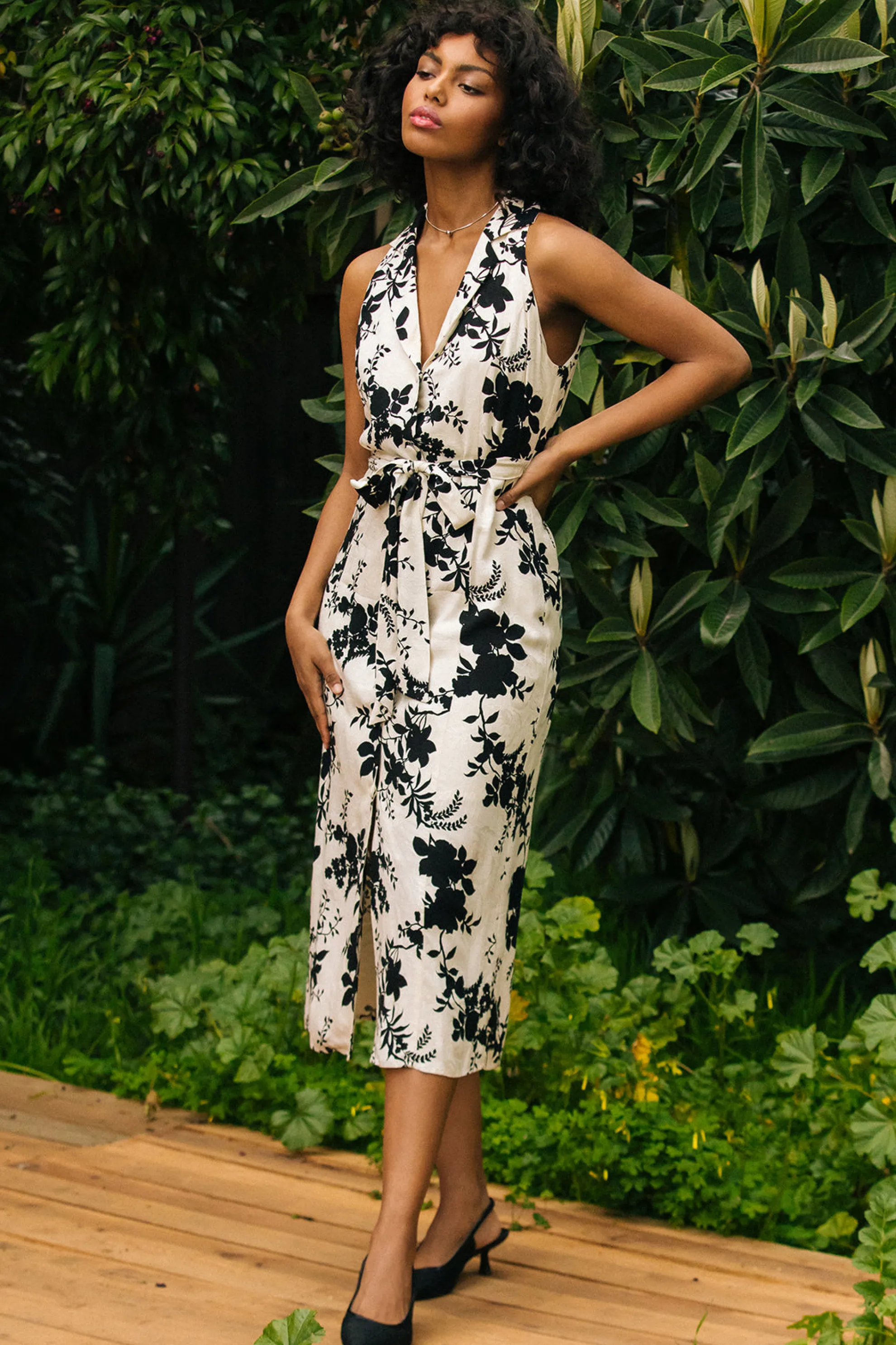 Amaya Jacquard Print Sleeveless Dress