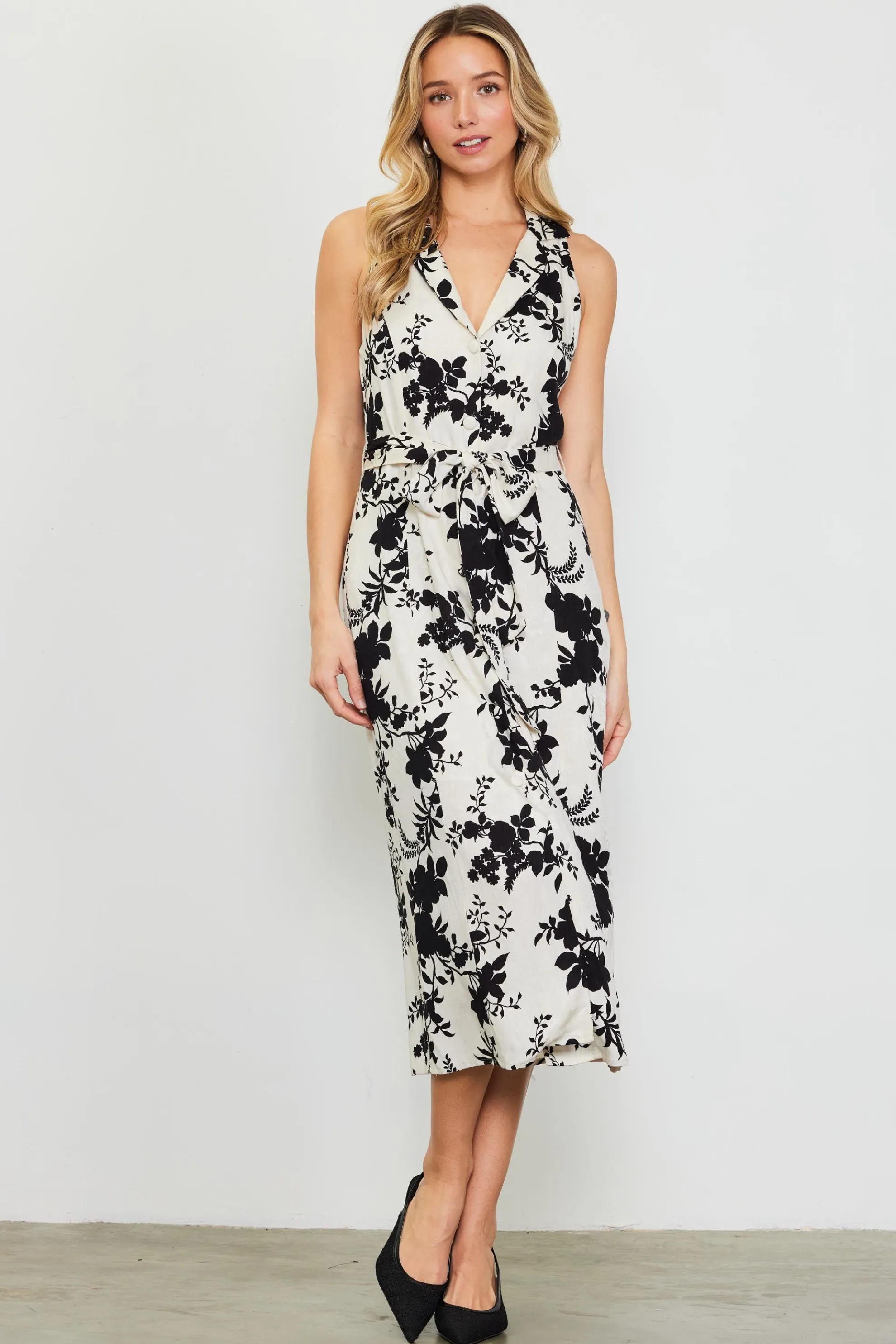 Amaya Jacquard Print Sleeveless Dress
