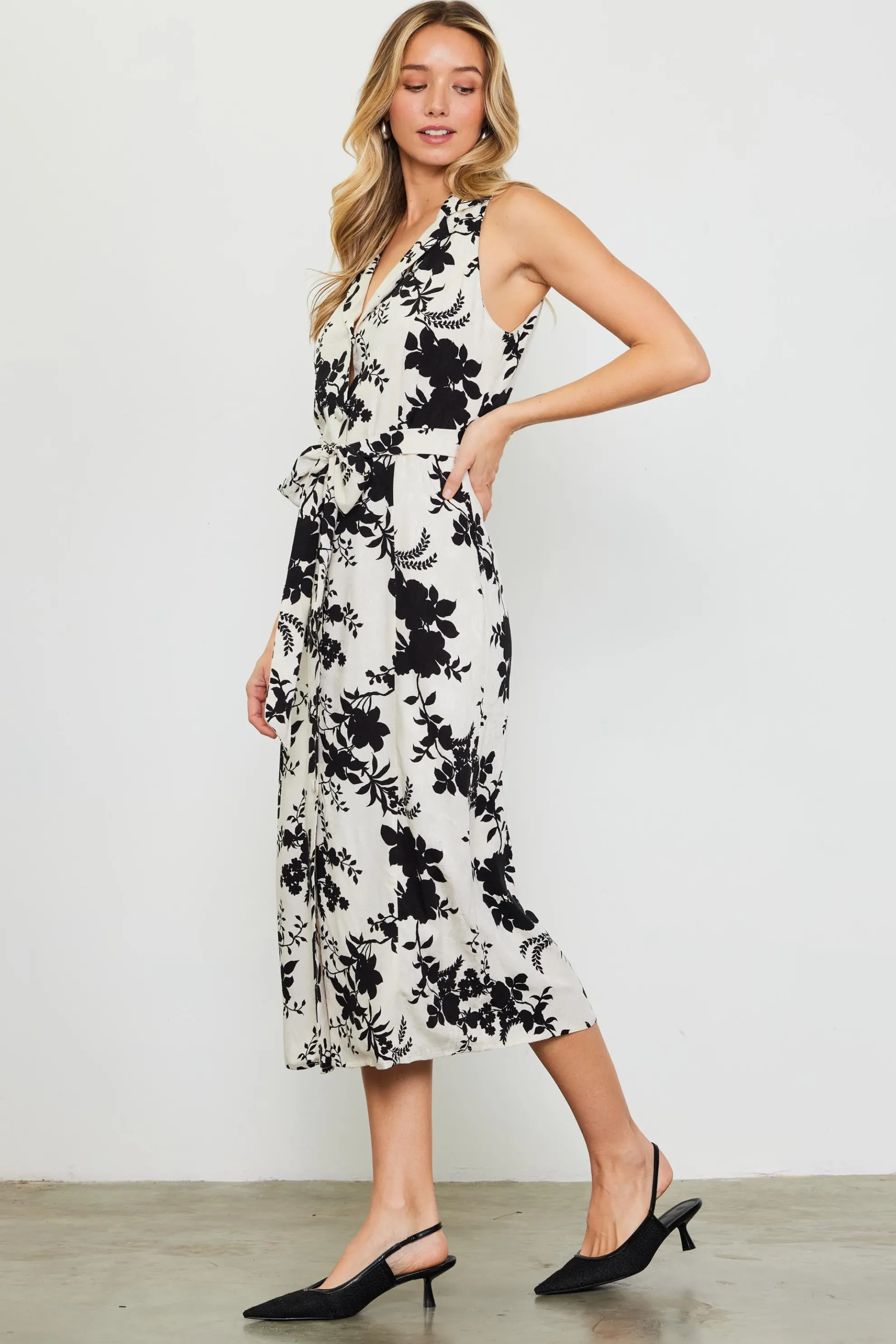 Amaya Jacquard Print Sleeveless Dress