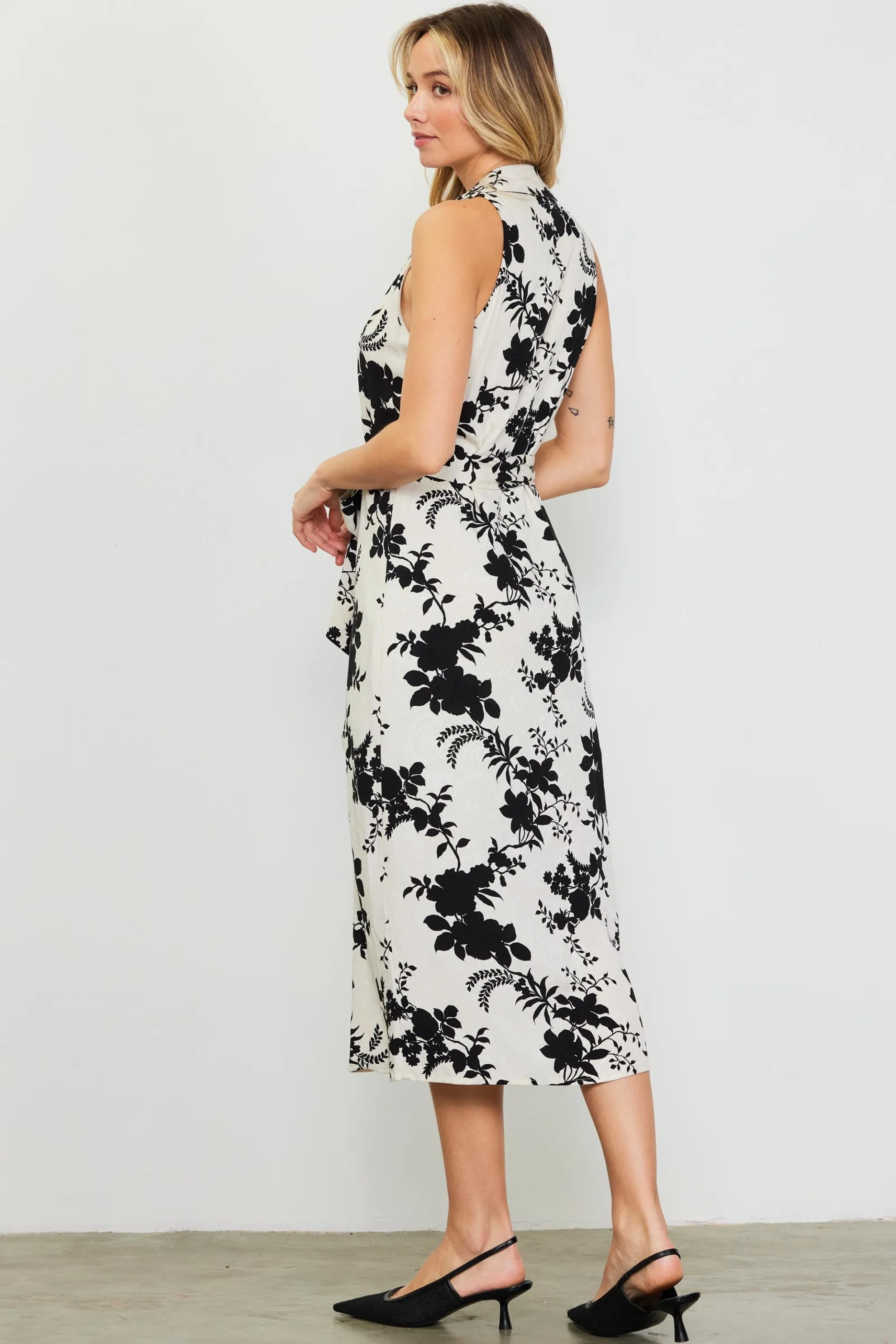 Amaya Jacquard Print Sleeveless Dress